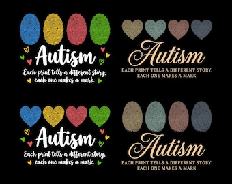 Immagine PNG SVG di un'impronta digitale per la sensibilizzazione sull'autismo, ogni impronta racconta una storia diversa PNG, design per maglietta sulla neurodiversità SVG, Giornata dell'autismo, download digitale