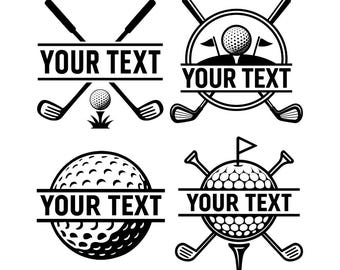 Cornice per nome a forma di pallina da golf in formato SVG e PNG, clipart di mazze da golf, pacchetto di cornici per nome a tema golf, golf in formato SVG, monogramma golf in formato SVG, compatibile con Cricut e Silhouette, download digitale.