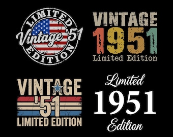 Edición limitada Vintage 1951 SVG PNG, 75º cumpleaños, Vintage 1951, Regalo de 75º cumpleaños para hombres y mujeres, Archivo de corte Cricut para 75º cumpleaños, Descarga digital