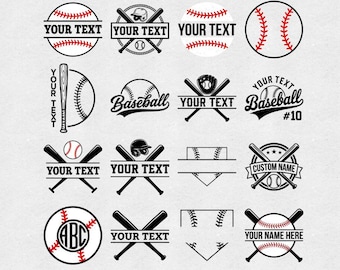 Paquete de archivos SVG y PNG de béisbol, diseños de monogramas de béisbol, imágenes prediseñadas de béisbol, marco de nombre dividido, archivo de corte Cricut de béisbol con base de home (descarga digital)