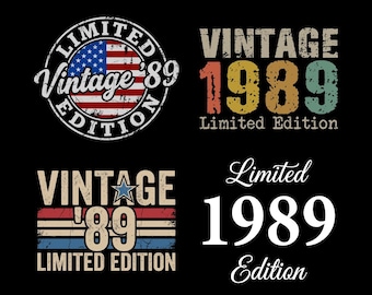 Edición limitada Vintage 1989 SVG PNG, 37º cumpleaños, Vintage 1989, Regalo de 37º cumpleaños para hombres y mujeres, Archivo de corte Cricut para 37º cumpleaños, Descarga digital