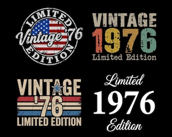 Edición limitada Vintage 1976 SVG PNG, 50 cumpleaños, Vintage 1976, Regalo de 50 cumpleaños para hombres y mujeres, Archivo de corte Cricut para 50 cumpleaños, Descarga digital