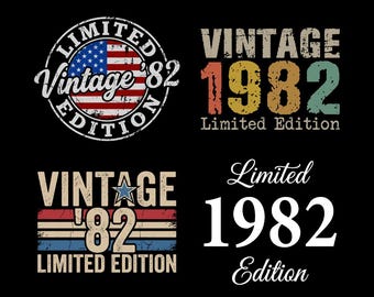 Edición limitada Vintage 1982 SVG PNG, 44º cumpleaños, Vintage 1982, Regalo de 44º cumpleaños para hombres y mujeres, Archivo de corte Cricut para 44º cumpleaños, Descarga digital