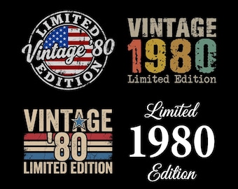 Edición limitada vintage de 1980 SVG PNG, 46º cumpleaños, Vintage 1980, Regalo de 46º cumpleaños para hombres y mujeres, Archivo de corte para Cricut, Descarga digital