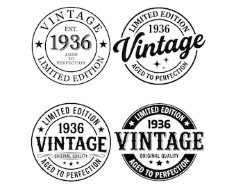90° compleanno SVG PNG, 90° Svg, Invecchiato alla perfezione Svg, Vintage 1936 Svg, Edizione limitata 1936, File di taglio 90° per Cricut, Download digitale
