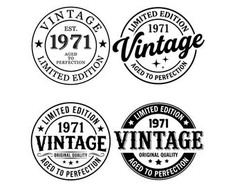 55° compleanno SVG PNG, 55° Svg, Invecchiato alla perfezione Svg, Vintage 1971 Svg, Edizione limitata 1971, File di taglio 55° per Cricut, Download digitale