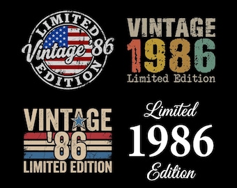Edición limitada Vintage 1986 SVG PNG, 40 cumpleaños, Vintage 1986, regalo de 40 cumpleaños para hombres y mujeres, archivo de corte Cricut para 40 cumpleaños, descarga digital