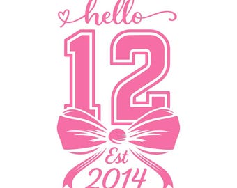 Ciao Dodici Est 2014 Svg Png, Coquette Bow Birthday Svg, 12° Compleanno Png, Regalo di Compleanno per Ragazze di Dodici Anni, Anno Est. 2014 Png