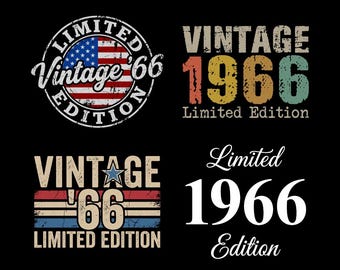 Edición limitada Vintage 1966 SVG PNG, 60 cumpleaños, Vintage 1966, Regalo de 60 cumpleaños para hombres y mujeres, Archivo de corte Cricut 90, Descarga digital