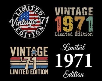 Edición limitada Vintage 1971 SVG PNG, 55º cumpleaños, Vintage 1971, Regalo de 55º cumpleaños para hombres y mujeres, Archivo de corte Cricut 55º, Descarga digital