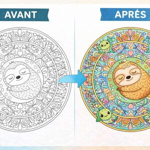 Paquete de mandalas de animales Kawaii adorables: temas de bosque y océano: 25 páginas para colorear imprimibles + 3 adicionales. imagen 6