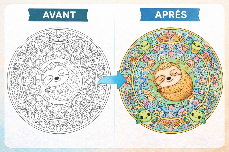 Paquete de mandalas de animales Kawaii adorables: temas de bosque y océano: 25 páginas para colorear imprimibles + 3 adicionales. imagen 6