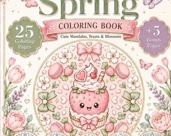 Página para colorear de mandala de primavera, 25 páginas + 5 extras - Arte imprimible para relajarse, actividad antiestrés para niños, adolescentes y adultos de todas las edades.