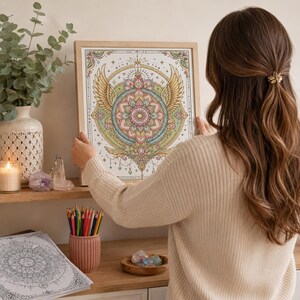 Adult Mandala Coloring Pages Printable, Anti Stress Spiritual Mandala PDF, 10 Pages, US Letter A4, Mindfulness Art image 3