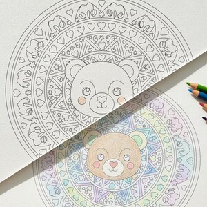 Paquete de mandalas de animales Kawaii adorables: temas de bosque y océano: 25 páginas para colorear imprimibles + 3 adicionales. imagen 14