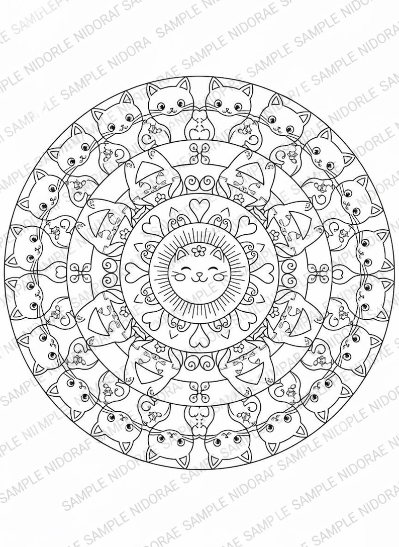 Paquete de mandalas de animales Kawaii adorables: temas de bosque y océano: 25 páginas para colorear imprimibles + 3 adicionales. imagen 4