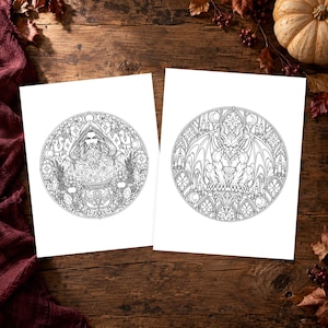 Halloween Character Mandalas for Adults, 20 Gothic Coloring Pages ...