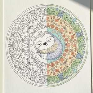 Paquete de mandalas de animales Kawaii adorables: temas de bosque y océano: 25 páginas para colorear imprimibles + 3 adicionales. imagen 11