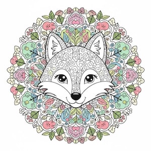 Paquete de mandalas de animales Kawaii adorables: temas de bosque y océano: 25 páginas para colorear imprimibles + 3 adicionales. imagen 20