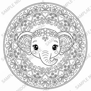 Paquete de mandalas de animales Kawaii adorables: temas de bosque y océano: 25 páginas para colorear imprimibles + 3 adicionales. imagen 5