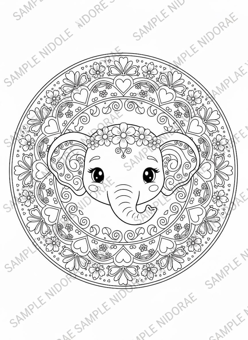 Paquete de mandalas de animales Kawaii adorables: temas de bosque y océano: 25 páginas para colorear imprimibles + 3 adicionales. imagen 5