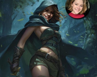 Verwandeln Sie sich in ein Fantasy-Porträt, personalisierte DnD Freund Geschenk Fee, epische RPG Charakter Kunst benutzerdefinierte IRL Charakter Kunstwerk MTG