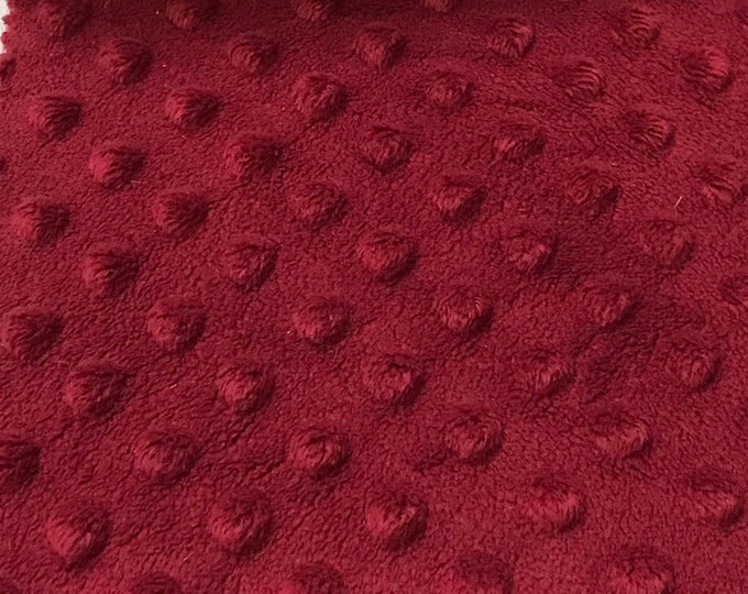 Burgundy Minky dimple dot soft fabric BY THE YARD 60 " Wide