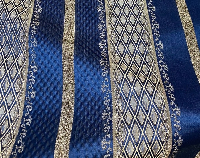 Stripe Midnight  Renaissance Jacquard  Upholstery drapery fabric by the yard