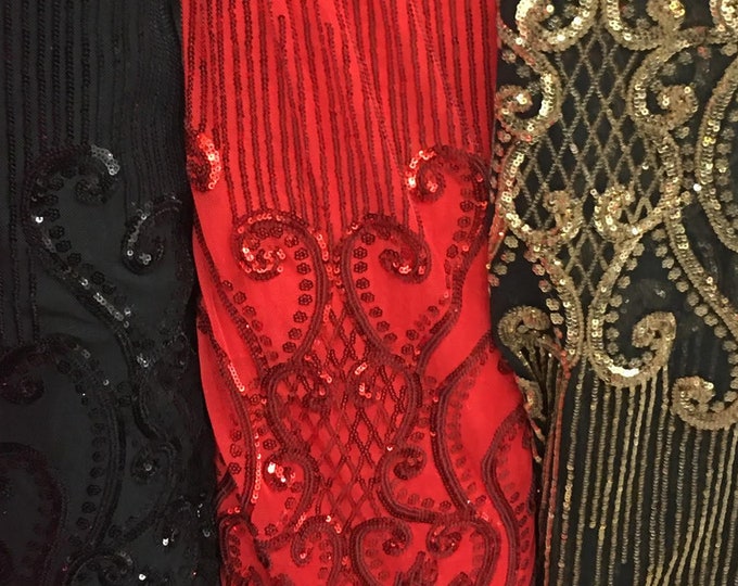 Queen Egg/Tulip, Big Print, Sequin, 4-way Stretch, Fabric 54" Sold By the Yard, Wedding, Prom, Dresses, Lingerie, Pageant