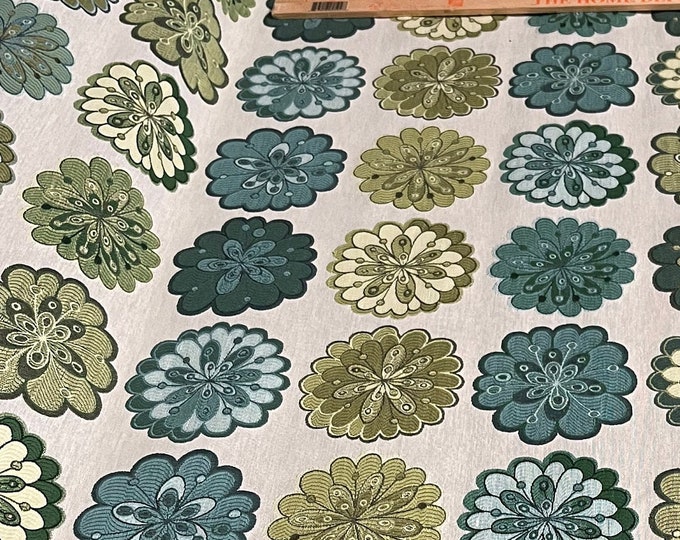 Jacquard Green Blossom Flower Upholstery Drapery Fabric BY THE YARD 54" Wide