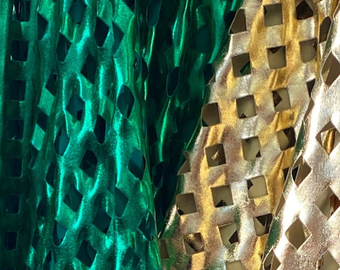 Laser cut foil 4 way stretch fishnet Fabric by the yard 60" wide