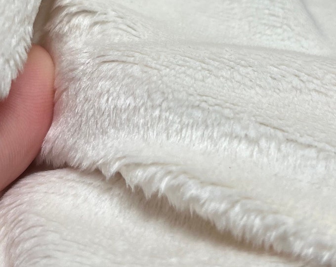 Minky ivory solid Soft cuddle fabric by the yard 60” wide