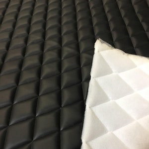 Black Vinyl smooth PVC Quilted automotive headliner with 3/8" Foam Backed Upholstery fabric 52" Wide