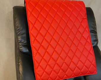 Padded BRIGHT RED CHAMPION Quilted Viny , Chair Headrest Pad, Recliner Head Cover Protector