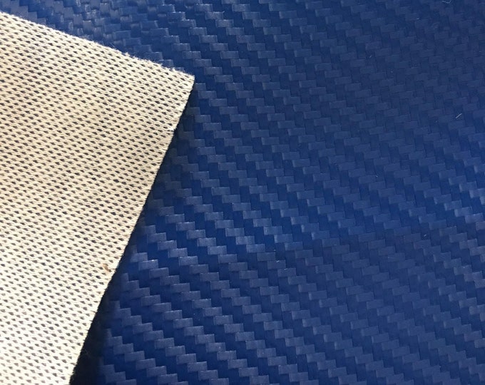 Blue Vinyl Leather carbon fiber Embossed Fabric  54" Wide  Sold BTY