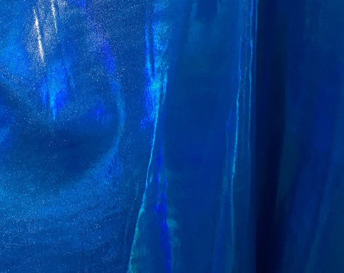 royal blue Iridescent Metallic Foil 4Way Stretch Spandex fabric BY THE YARD  60" Wide
