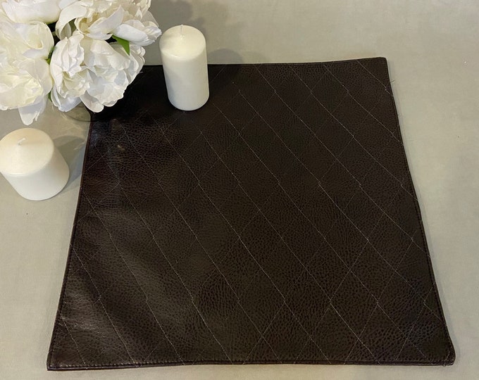 Dark brown quilted Stitched Hemmed Edges  waterproof wipe clean Sturdy Flexible plate placemat table linen table decor holiday sets