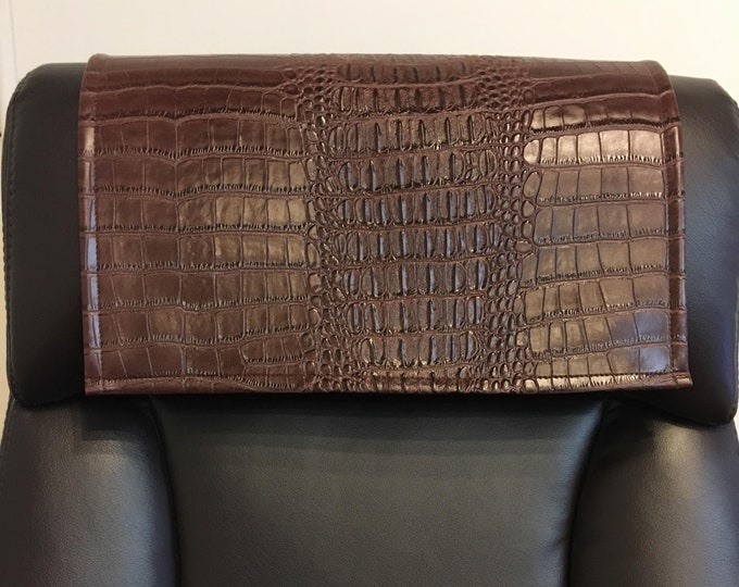 Brown Nile gator faux leather vinyl Sofa, Loveseat, Chaise, Theater Seat, RV Cover, Chair Caps, Headrest Pad, Recliner Head Cover, arm rest