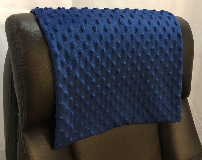 Navy blue minky dot soft Sofa, Loveseat, Chaise, chair,Headrest Recliner Cover, leather damage Protector, Suede backing.