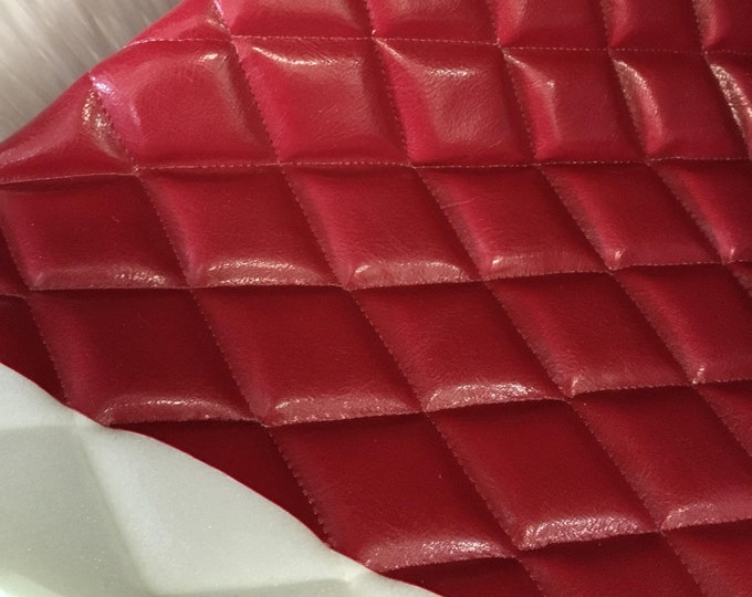 houston Red Faux leather Quilted Vinyl fabric foam with 3/8" Foam Backing Upholstery