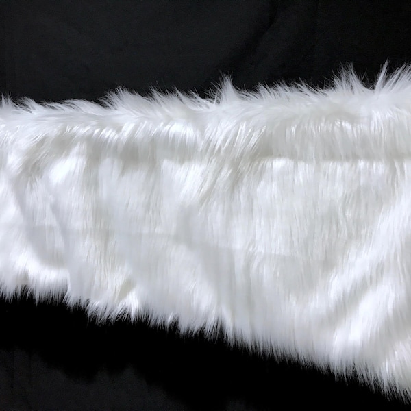 White Faux Fur Window  valance drapery curtain Rod panel shaggy