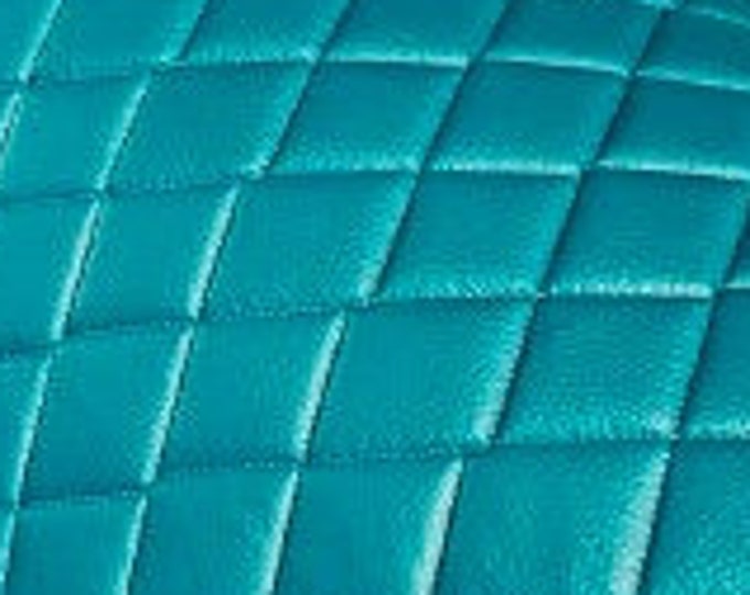Diamond Quilted vinyl, foam backed Automotive headliner upholstery  52" Wide- Jade Blue