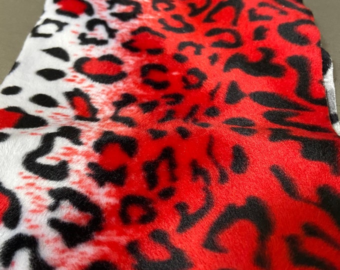 white Red Leopard Cheetah spots Animal Print Velboa Draper Upholstery Fabric BY THE YARD 60" Wide