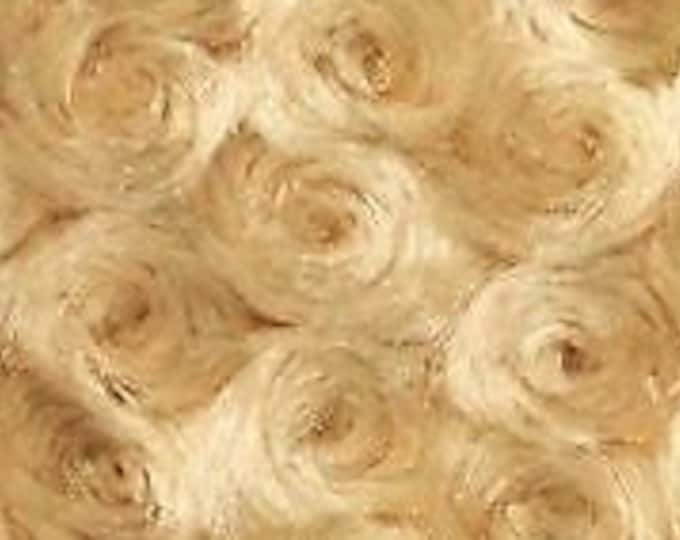 Minky Rosebud floral fur soft fabric BY THE YARD 60" Wide- Camel