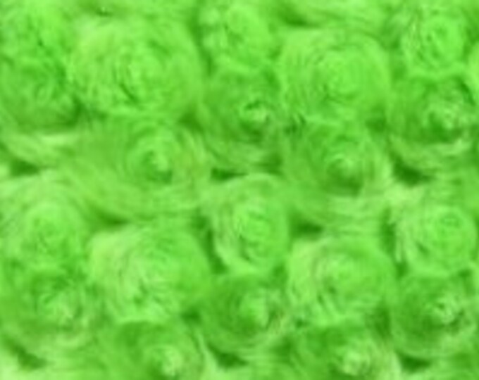 Minky Lime Rosebud soft fabric BY THE YARD 60" Wide