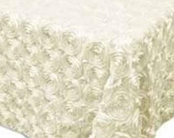 IVORY Rosette Tablecloth Rectangular Rose Grandiose Rosette Tablecloth Tablecover