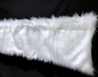 White Faux Fur Window  valance drapery curtain Rod panel shaggy