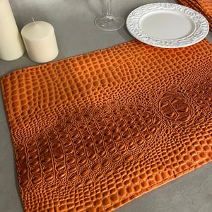 12&quot;x18&quot; placemats Swamp 3D embossed faux leather vinyl table  alligator place mats
