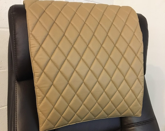 Vinyl, Camel quilted, 14x30, Sofa, Loveseat, Chair Caps, Headrest Pad, Head Cover, Protector