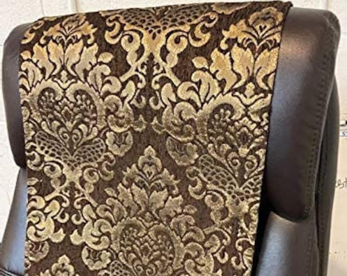 14x30" Brown Cleopatra damask chenille Sofa, Loveseat, Chaise, Theater Seat, RV, Chair, Headrest Pad, Recliner Head Cover, Protector